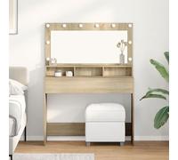 Brokky 865102 Dressing Table with LED Lights - Sonoma Oak,100x41x135 cm Dressing Table,Vanity Desk,Makeup Desk,Wooden Bedroom Dressing Table