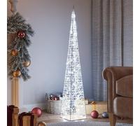 Brokky Acrylic Decorative LED Light Cone Cold White 120 cm,LED Light Up Christmas Tree Cones,Pyramid Shaped Xmas Cone Trees with Fairy Lights,Window Display Home Decor