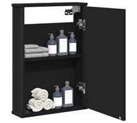Brokky Bathroom Mirror Cabinet Black 42x12x60 cm Engineered Wood-Bathroom Mirror Cabinet Wall Mounted Bathroom Storage Cupboard with Mirror Adjustable Shelves Cabinet for Bathroom Shower Room