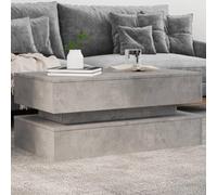 Brokky Coffee Table with LED Lights Concrete Grey 90x50x40 cm - Modern Coffee Table with Storage, RGB LED Lights, Drawer & Open Shelf