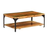 Brokky Coffee Table with Shelf 100x60x35 cm Solid Reclaimed Wood,Coffee Table with Drawer Storage,High Gloss Coffee Table for Living Room Wooden Centre Table,Rectangular Tea Table for Living Room Furn
