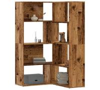 Brokky Corner Bookcase 4-Tier Old Wood 85x85x140 cm Engineered Wood-Bookcase Wooden,Book Shelf Storage Cubes Unit, Tall Freestanding Bookcases for Living Room, Bedroom