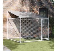 Brokky Dog Cage with Roof and Door Grey 2x2x2 m Galvanised Steel,Walk In Chicken Run Galvanized Chicken Coop Hen Poultry House Cage Rabbit Hutch Pet Playpen Backyard