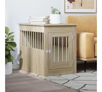 Brokky Dog Crate Furniture Sonoma Oak 55x80x68 cm Engineered Wood,Large Dog Crate Furniture,Large Indoor Wood Dog Kennel,Heavy Duty Metal Dog Cage Table