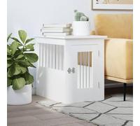 Brokky Dog Crate Furniture White 45x62x59 cm Engineered Wood,Large Dog Crate Furniture,Large Indoor Wood Dog Kennel,Heavy Duty Metal Dog Cage Table