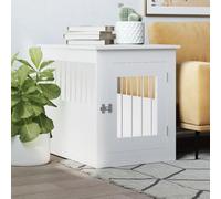 Brokky Dog Crate Furniture White 55x75x65 cm Engineered Wood,Large Dog Crate Furniture,Large Indoor Wood Dog Kennel,Heavy Duty Metal Dog Cage Table