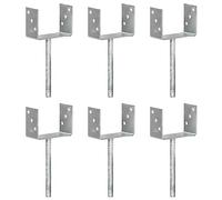 Brokky Fence Anchors 6 pcs Silver 14x6x30 cm Galvanised Steel,Fence Posts Support U Type Pergola Brackets Extender Foot Shaped Concrete in U Heavy Duty Posts Anchor Tool Spikes Steel Galvanised