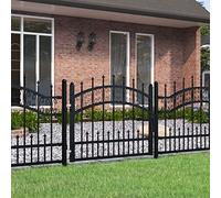 Brokky Fence Gate with Spear T O P Black 103x120 cm Powder-coated Steel-Garden Gates High galvanised wrought iron metal swing gate