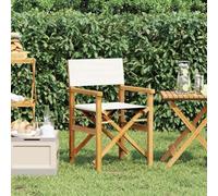 Brokky Folding Director's Chair Cream Solid Wood Teak-Wooden Folding Directors Chairs Grey Pop-Up Garden Seats Outdoor Furniture