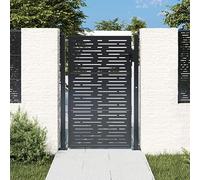Brokky Garden Gate Anthracite 105x130 cm Steel Square Design,Metal Garden Gates,Outdoor Fence Gate Galvanised Swing Gates Suit Garden Patio Or Terrace