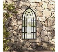 Brokky Garden Mirror Black 100x45 cm Iron for Outdoor Use-Over Door Mirror,Wall Mounted Mirror Door Hung Mirror for Bathroom/Bedroom/Wardrobe