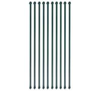 Brokky Garden Posts 10 pcs 1 m Metal Green,Fence Post Spike Support Holders Drive Down