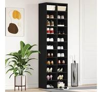 Brokky Modern Black Oak Engineered Wood Shoe Cabinet, 54x34x183 cm, 22 Shelves, Entryway