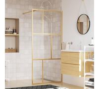 Brokky Over Bath Shower Screen Door Framed Toughened Safety Clear Glass Panel Bathroom Bath Screens,Walk-in Shower Wall with Clear ESG Glass Gold 80x195 cm