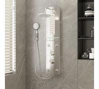 Brokky Shower Panel Unit 25x43x110 cm Silver,Shower Panel Column Tower Multiple Function,Waterfall Rainfall Shower Head Body Jets Handheld Shower and Bath Spout Wall Mounted Shower System
