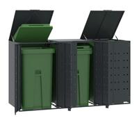 Brokky Wheelie Bin Storage for 3 Bins Anthracite 207x79x117 cm Steel,Garden Wheelie Bin Hideaway Waste Bin,Storage Shed w/Locking Doors Assisted lift up Lid easy use Outdoor Hygienic Dustbin Unit Cove