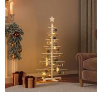 Brokky Wooden Christmas Tree for Decoration 125 cm Solid Wood Pine-Large Thick Tinsel PVC Artificial Tree For Indoor Xmas Home Decorations. Easy Fold Pine Branches & Light Weight For Storage.