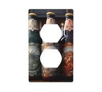 BROLEO 3 Beer Bottles Printing Double Socket Wall Panel Decorative for Residential and Commercial Areas 4.5x2.76in