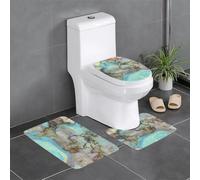 BROLEO 3-Piece Anti Slip Floor Mat Set Cartoon world map Printing Bathroom Rugs for Ultimate Comfort, Master Bathrooms