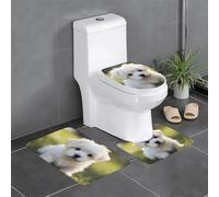 BROLEO 3-Piece Anti Slip Floor Mat Set Cute Maltese Puppy Printing Bathroom Rugs for Ultimate Comfort, Master Bathrooms
