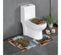 BROLEO 3-Piece Anti Slip Floor Mat Set Date trees in the garden Printing Bathroom Rugs for Ultimate Comfort, Master Bathrooms