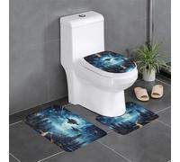 BROLEO 3-Piece Anti Slip Floor Mat Set Drones in the starry sky Printing Bathroom Rugs for Ultimate Comfort, Master Bathrooms