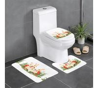 BROLEO 3-Piece Anti Slip Floor Mat Set Little rabbits having dinner in the garden Printing Bathroom Rugs for Ultimate Comfort, Master Bathrooms