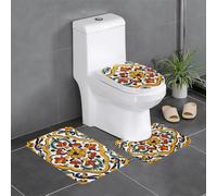 BROLEO 3-Piece Anti Slip Floor Mat Set Mexican Ceramic Tile Printing Bathroom Rugs for Ultimate Comfort, Master Bathrooms