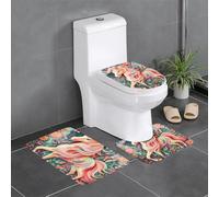BROLEO 3-Piece Anti Slip Floor Mat Set Pink Paper Cut Unicorn Printing Bathroom Rugs for Ultimate Comfort, Master Bathrooms