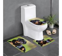 BROLEO 3-Piece Anti Slip Floor Mat Set rottweiler wallpaper Printing Bathroom Rugs for Ultimate Comfort, Master Bathrooms