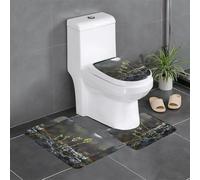 BROLEO 3-Piece Anti Slip Floor Mat Set Young sprouts in the rainy season Printing Bathroom Rugs for Ultimate Comfort, Master Bathrooms