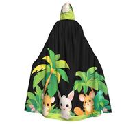 BROLEO A Happy Paradise For Small Animals Prints Halloween Adult Hooded Cape Cloak No Zipper, Comfortable For Costume Parties