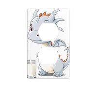 BROLEO A Little Milk Dragon who Steals Milk Printing Double Socket Wall Panel Electrical Socket Cover Plate is Shatter Resistant and Durable 4.5x2.76in