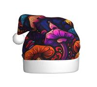 BROLEO abstract mushroom colorful mandala Printed Christmas Hat for Adult quality accessory soft, lightweight, and fluffy