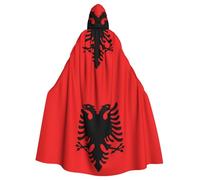 BROLEO Albanian Flag Printing Halloween Adult Hooded Cape Men'S And Women'S Clothing Mantle Role-Playing