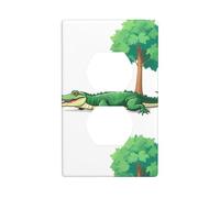 BROLEO Alligator Under The Maple Tree Printing Double Socket Wall Panel Decorative for Residential and Commercial Areas 4.5x2.76in
