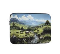 BROLEO Alpine Farm Cows Prints Portable Shockproof Laptop Sleeve Case 12 inch for Men and Women's Business Travel, School, and Office Daily Use