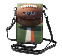 BROLEO American Football Field Ball Sport Printing Small Leather Women'S Crossbody Flip Phone Bag, Waterproof And Durable