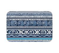 BROLEO Anti Slip Thickened Floor Mat Blue Polynesian Maori Tribal Pattern Printing Non-Slip, Easy to Clean, Durable,Perfect for Toilet Bathroom 60x40cm