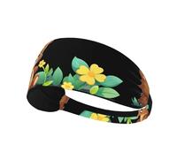 BROLEO Baby Bear Looking at Little Flower Printing Sports Headband for Women Sweat Proof Bandeau Summer Elastic Band
