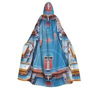BROLEO Basketball Arena Prints Halloween Adult Hooded Cape Cloak No Zipper, Comfortable For Costume Parties