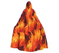 BROLEO Basketball On Fire Prints Halloween Adult Hooded Cape Cloak No Zipper, Comfortable For Costume Parties