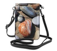 BROLEO Beach Stone Printing Small Leather Women'S Crossbody Flip Phone Bag, Waterproof And Durable