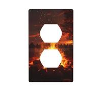 BROLEO Beautiful Bonfire Printing Double Socket Wall Panel Decorative for Residential and Commercial Areas 4.5x2.76in
