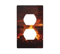 BROLEO Beautiful Bonfire Printing Double Socket Wall Panel Decorative is Durable and Suitable for Socket Light Switch Accessories 4.5x2.76in
