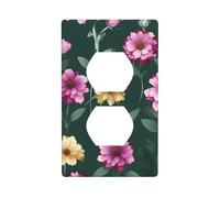 BROLEO Beautiful Purple Flowers Printing Double Socket Wall Panel Decorative for Residential and Commercial Areas 4.5x2.76in
