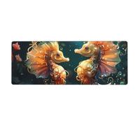 BROLEO Beautiful Seahorse Couple Printing Extra Large Mouse pad, Computer Office Anti Slip Gaming Keyboard Thickened Version 12x31.5in