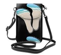 BROLEO Big Footprints On The Beach Printing Small Leather Women'S Crossbody Flip Phone Bag, Waterproof And Durable