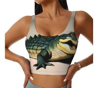 BROLEO big mouth crocodile Prints Women's Sports Vest - Comfortable and Breathable Yoga Workout Tank Top for Women, Black, L