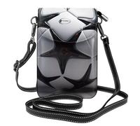 BROLEO Black And White Football Printing Small Leather Women'S Crossbody Flip Phone Bag, Waterproof And Durable